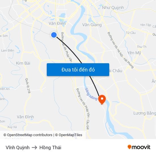 Vĩnh Quỳnh to Hồng Thái map