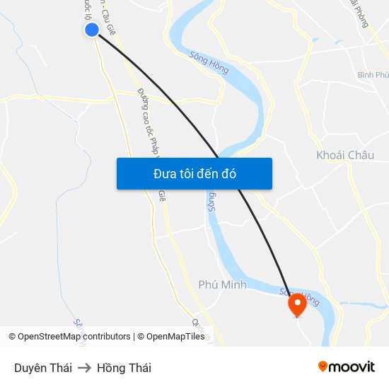 Duyên Thái to Hồng Thái map