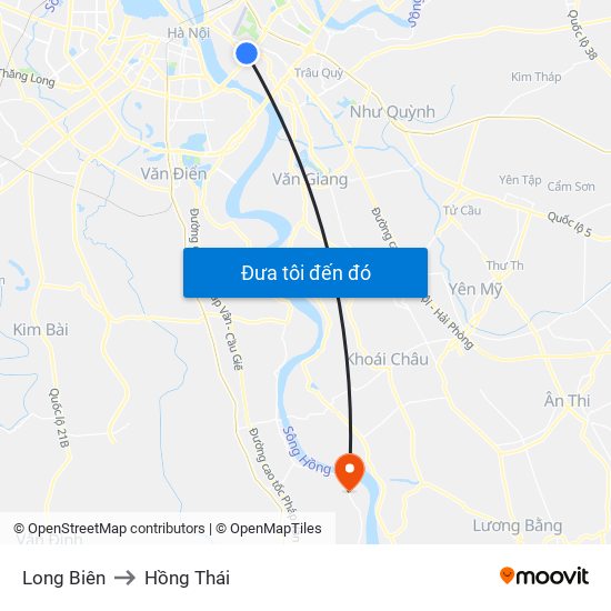 Long Biên to Hồng Thái map