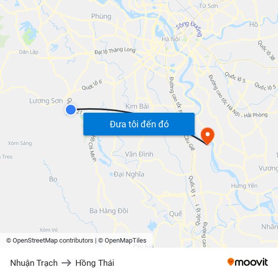 Nhuận Trạch to Hồng Thái map