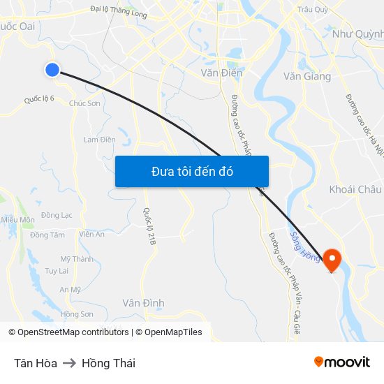 Tân Hòa to Hồng Thái map