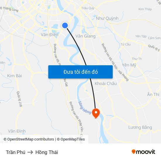 Trần Phú to Hồng Thái map