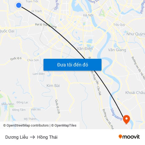 Dương Liễu to Hồng Thái map