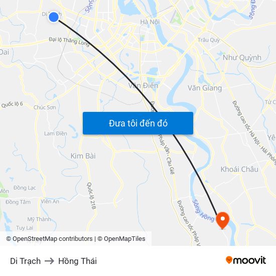 Di Trạch to Hồng Thái map