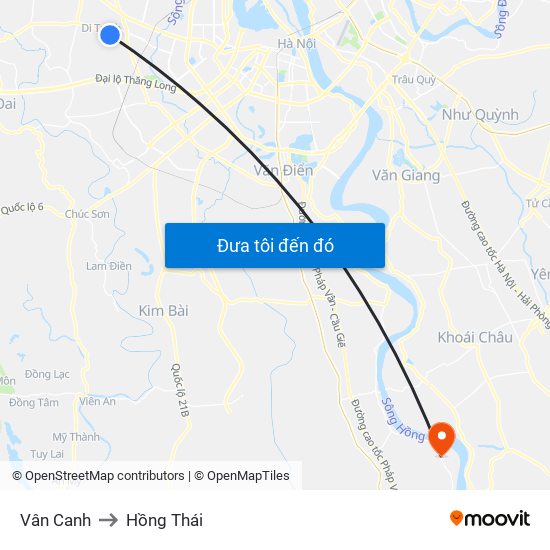 Vân Canh to Hồng Thái map