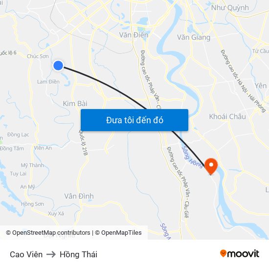 Cao Viên to Hồng Thái map