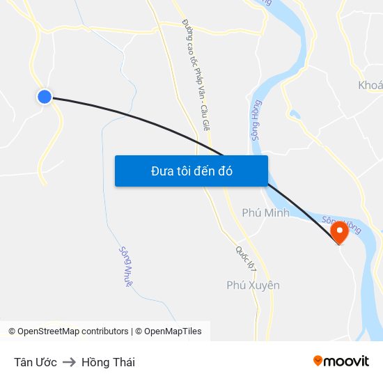 Tân Ước to Hồng Thái map