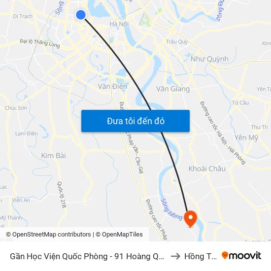 Gần Học Viện Quốc Phòng - 91 Hoàng Quốc Việt to Hồng Thái map