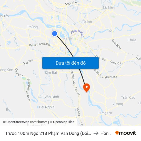 Trước 100m Ngõ 218 Phạm Văn Đồng (Đối Diện Công Viên Hòa Bình) to Hồng Thái map