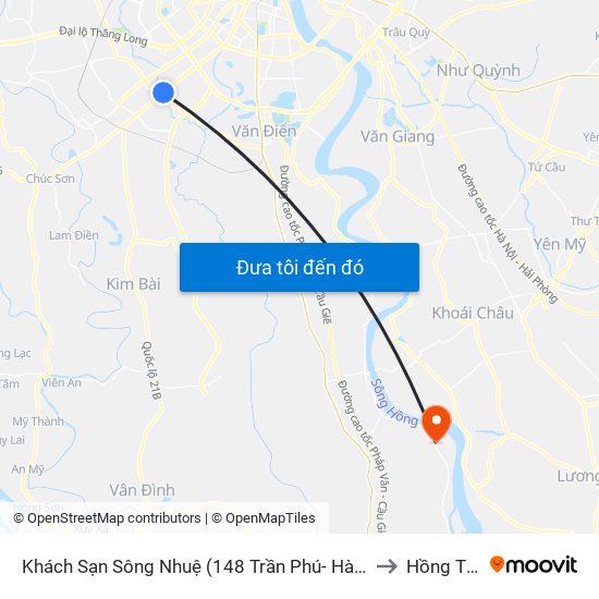 Khách Sạn Sông Nhuệ (148 Trần Phú- Hà Đông) to Hồng Thái map