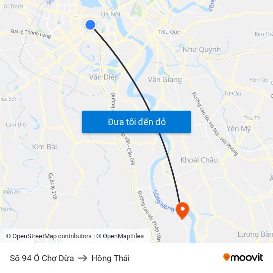 Số 94 Ô Chợ Dừa to Hồng Thái map