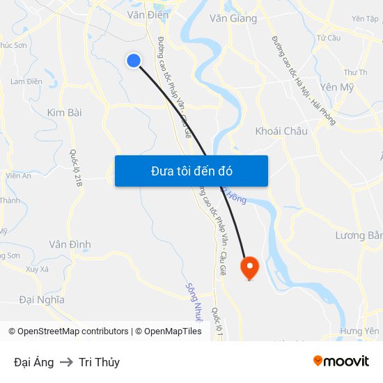 Đại Áng to Tri Thủy map