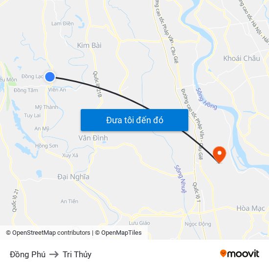 Đồng Phú to Tri Thủy map