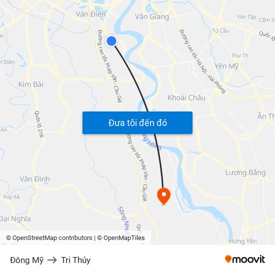 Đông Mỹ to Tri Thủy map