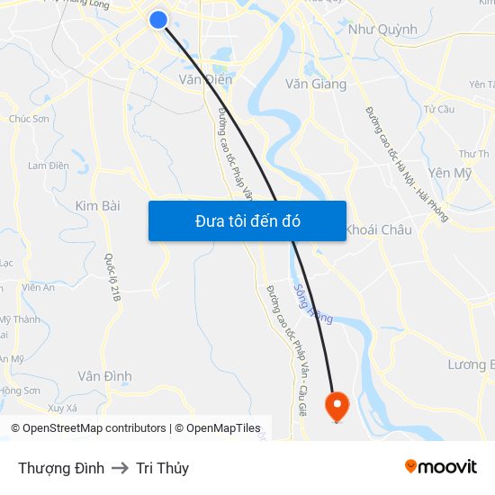 Thượng Đình to Tri Thủy map