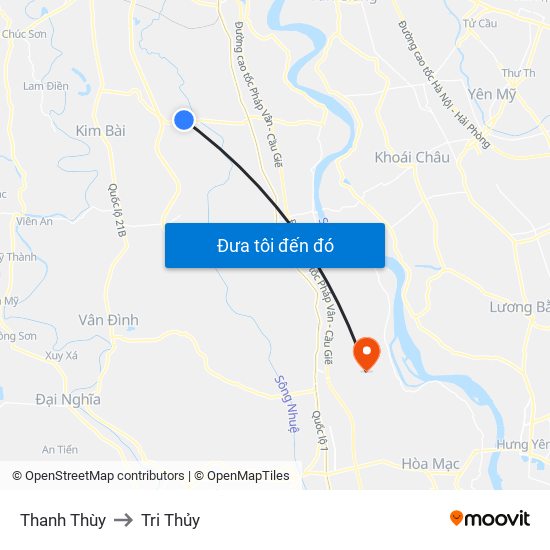 Thanh Thùy to Tri Thủy map