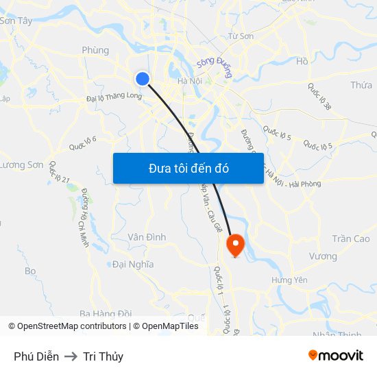 Phú Diễn to Tri Thủy map