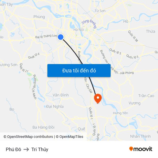 Phú Đô to Tri Thủy map