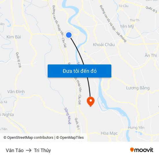 Vân Tảo to Tri Thủy map