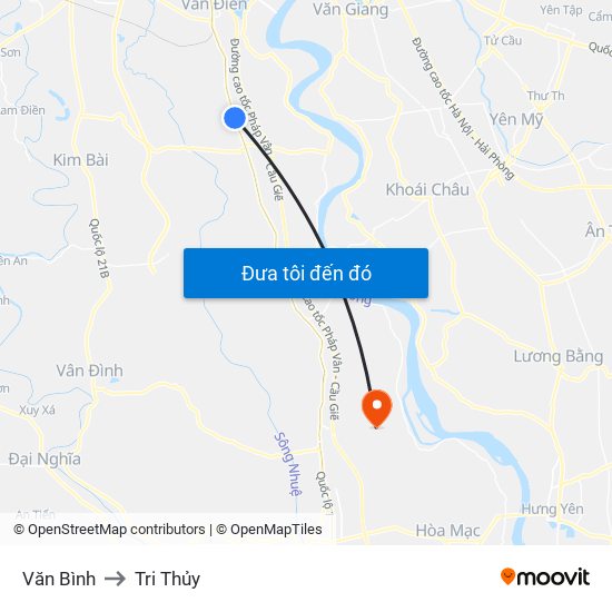 Văn Bình to Tri Thủy map