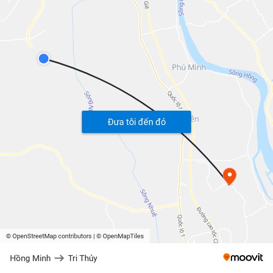 Hồng Minh to Tri Thủy map
