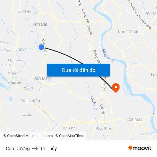 Cao Dương to Tri Thủy map