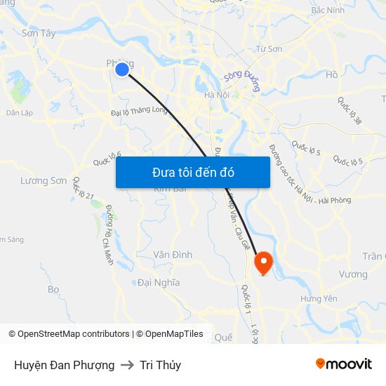 Huyện Đan Phượng to Tri Thủy map