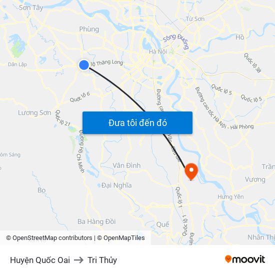 Huyện Quốc Oai to Tri Thủy map