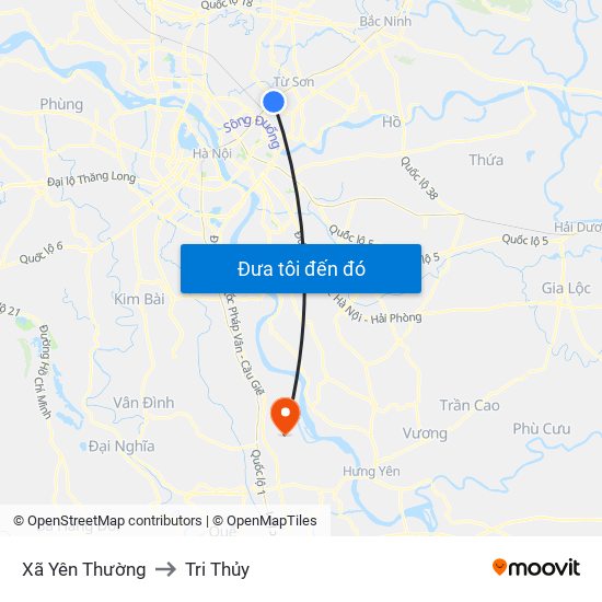 Xã Yên Thường to Tri Thủy map