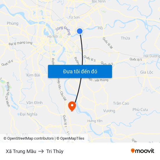 Xã Trung Mầu to Tri Thủy map
