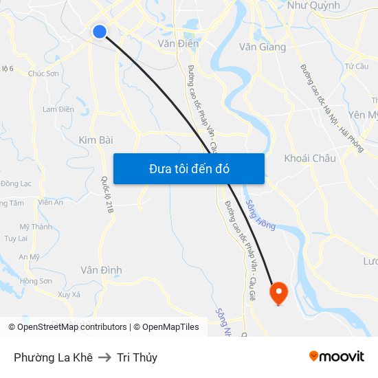 Phường La Khê to Tri Thủy map