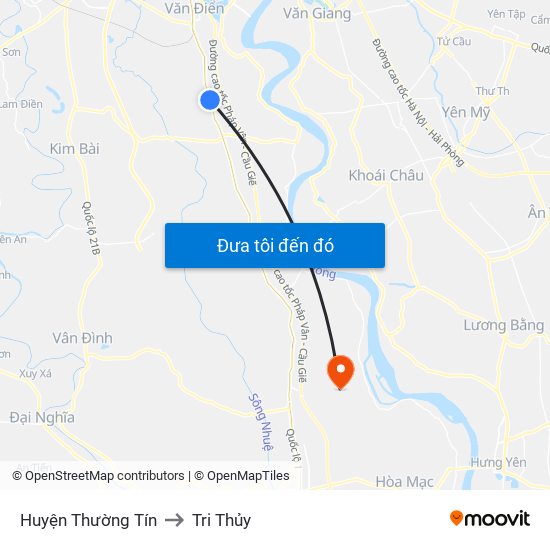 Huyện Thường Tín to Tri Thủy map