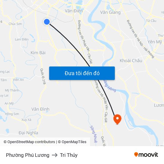 Phường Phú Lương to Tri Thủy map