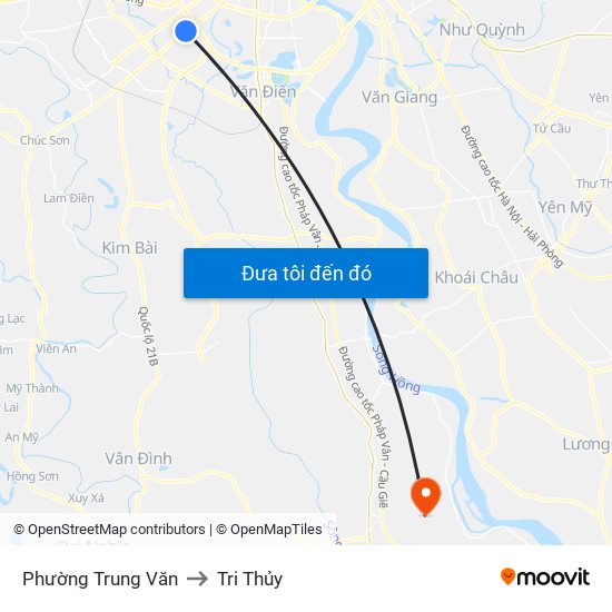 Phường Trung Văn to Tri Thủy map