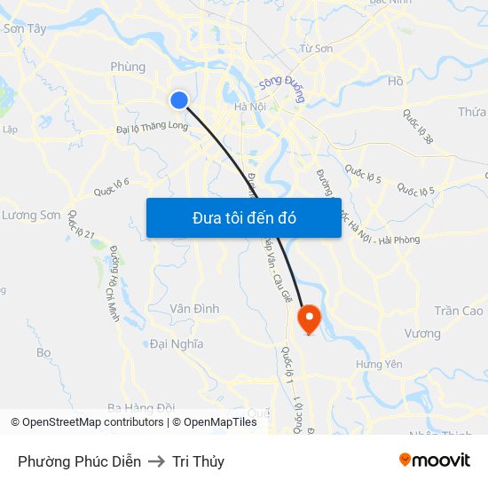 Phường Phúc Diễn to Tri Thủy map