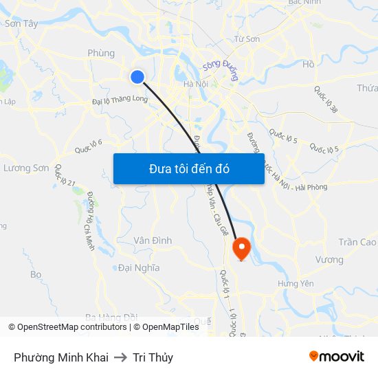 Phường Minh Khai to Tri Thủy map