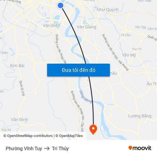 Phường Vĩnh Tuy to Tri Thủy map