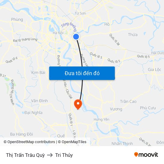 Thị Trấn Trâu Quỳ to Tri Thủy map