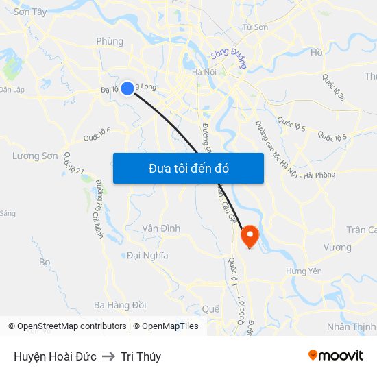 Huyện Hoài Đức to Tri Thủy map