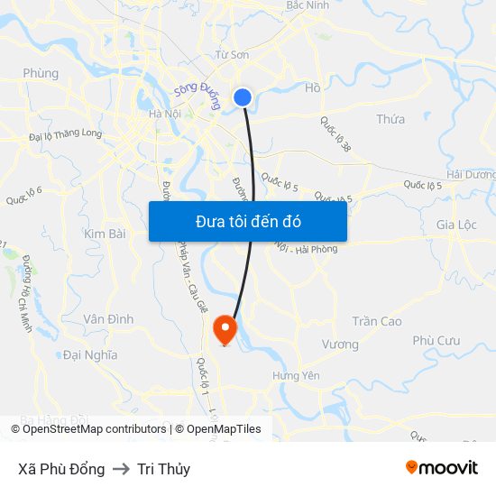 Xã Phù Đổng to Tri Thủy map