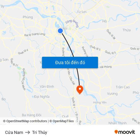 Cửa Nam to Tri Thủy map