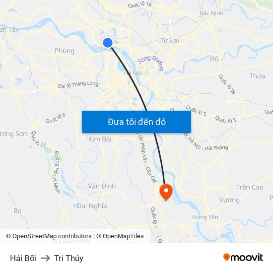 Hải Bối to Tri Thủy map