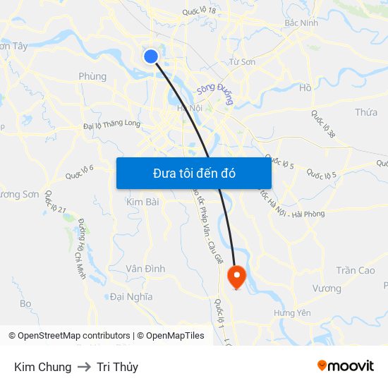 Kim Chung to Tri Thủy map