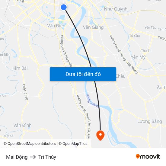 Mai Động to Tri Thủy map