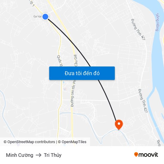 Minh Cường to Tri Thủy map