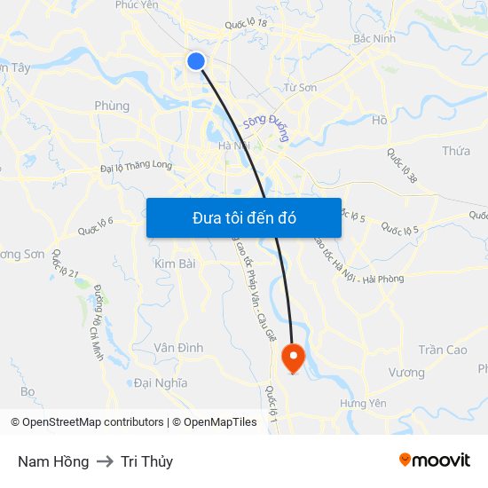 Nam Hồng to Tri Thủy map