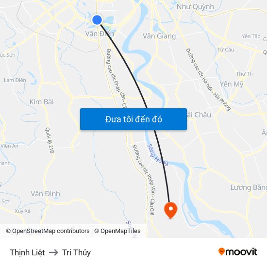 Thịnh Liệt to Tri Thủy map