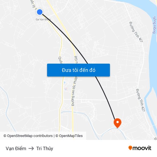 Vạn Điểm to Tri Thủy map