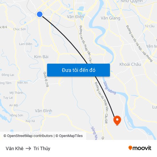 Văn Khê to Tri Thủy map