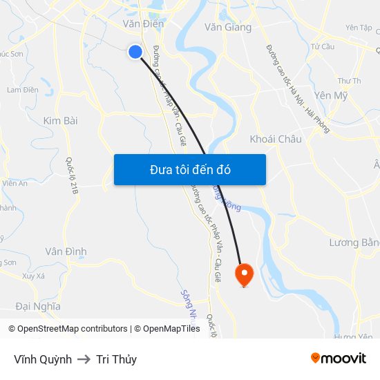Vĩnh Quỳnh to Tri Thủy map